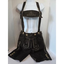 Country Maddox Lederhosen Shorts Oktoberfest German Brown Suede  SZ 48/ US 36