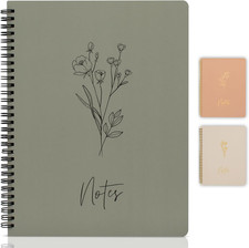 Aesthetic Spiral Notebook Journal For Women - Cute Dark Green 10.5" x 8.5" Colle