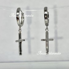 Sterling Silver Cross Dangle Unisex Earrings