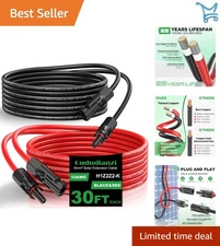 Solar Extension Cable 30Ft 10AWG Waterproof Copper PV Wire for Home RV Boat
