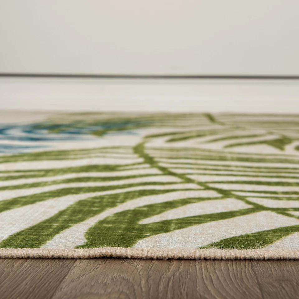 Alfombra de corredor de exterior Rugshop alfombras de tejido plano hojas florales alfombras de interior y exterior 2x7 Foto 3 de 4