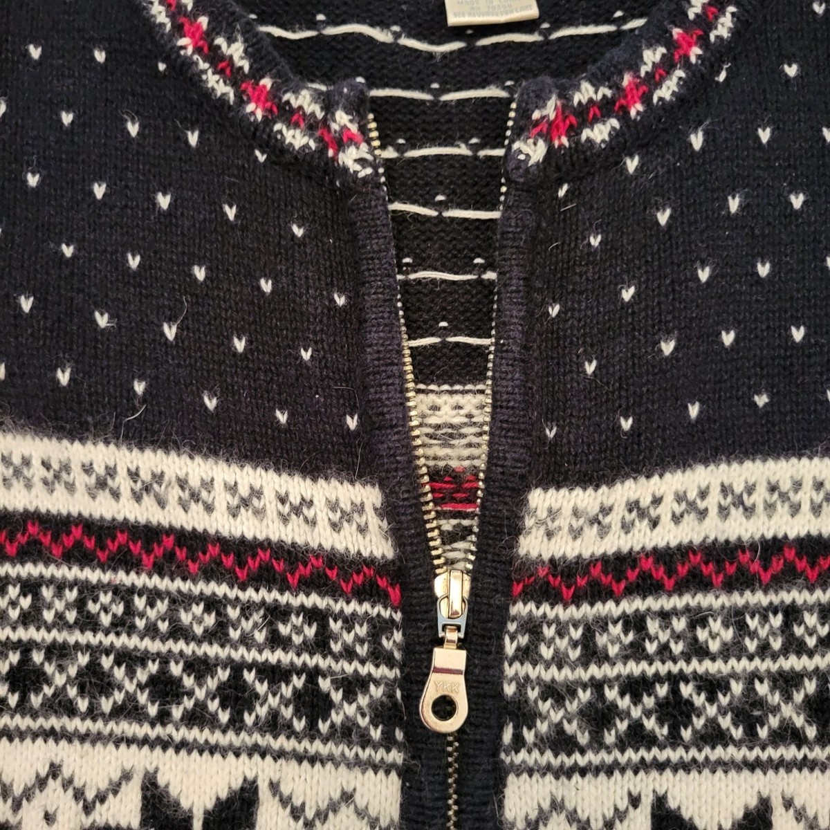 Studio Works XL Nordic Fair Isle Snowflakes Cardigan Sweater Full Zip Vintage View 2