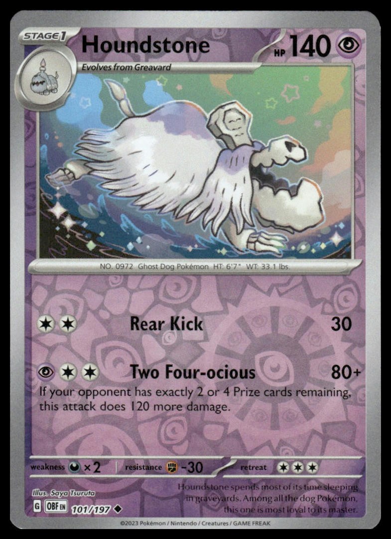 Houndstone 101/197 Uncommon Obsidian Flames Pokemon Reverse Holo Near Mint