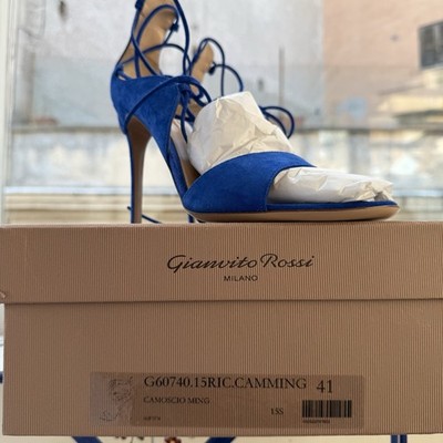 Gianvito Rossi Sklaven Sandalen mit blauem Absatz - Lace Up Heels