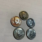 1972 kennedy half dollar Toned Lot,Black Beauty,Arkade Half,Yellow/green Tone