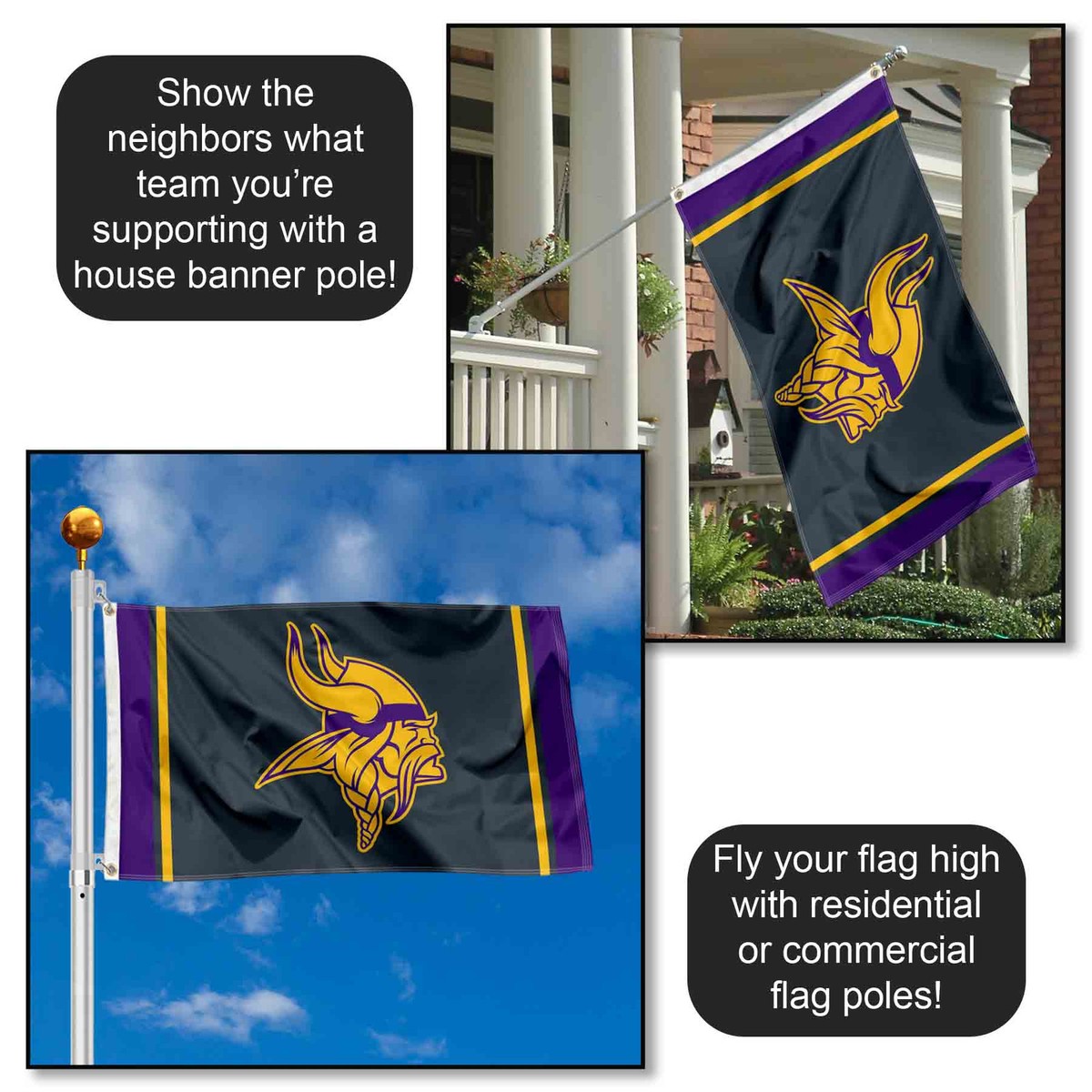 WinCraft Chicago Bears Blackout Sideline Flag - 3x5 Foot Outdoor Banner, Double Sided, Polyester - View #12