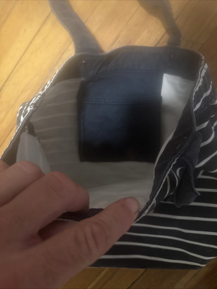 Abercrombie & Fitch в полоску холст сумка с короткими ручками путешествий синий белый 14 «X 14» - Изображение 2 из 4