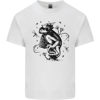 Gildan 64000b Motiv Frog auf Pilz Kinder T-Shirt Jungen 100% Baumwolle
