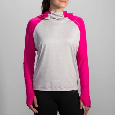 Brooks Dash Hoodie Hot Pink Grey Size Large Running Hiking