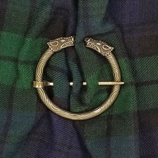 Bronze Celtic Dragon Penannular Brooch Kilt Pin Earasaid Shawl Fastener USA
