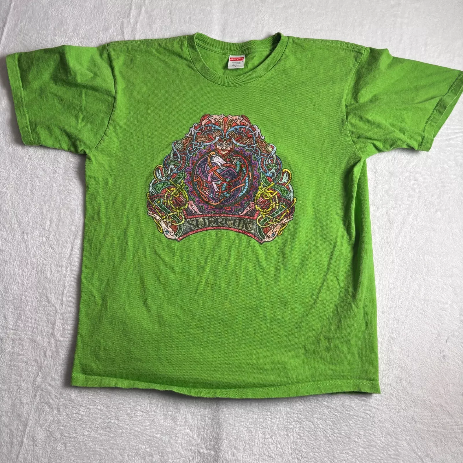 Supreme SS19 Knot T Shirt Homme Grand Vert Imprimé Graphique Pull Manches Courtes *