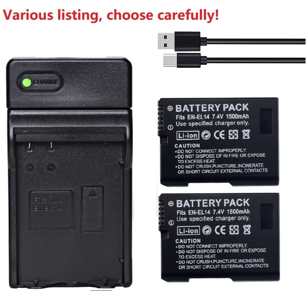 Battery or charger for Nikon EN-EL14a D3100 D3200 D3300 D3400 D5100 D5200  D5300