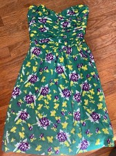Green Floral Strapless Gap Dress Size 6