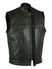 Men's Leather Vest Outlaws Motorcycle Biker Club Concealed Carry