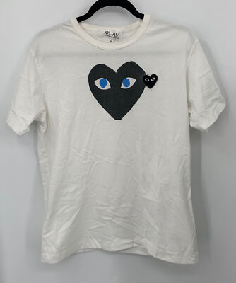 Comme Des Garcons Play Mens White Blue Eye Black Emblem Short