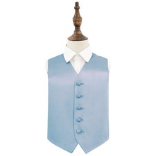 Dusty Blue Satin Plain Solid Page Boys Kids Wedding Waistcoat Suit Vest by DQT