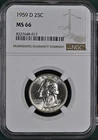 1959 D Silver Washington Quarter NGC MS66