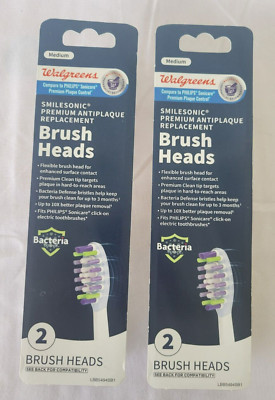 Walgreens Smilesonic Antiplaque Replacement Brush Heads Philips Sonicare 2 Pks 2