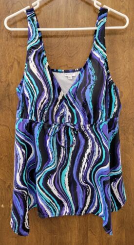 Avenue Womens Size 24 Adjustable Straps Multicolored Swimsuit Top Tankini Top - Picture 1 of 3