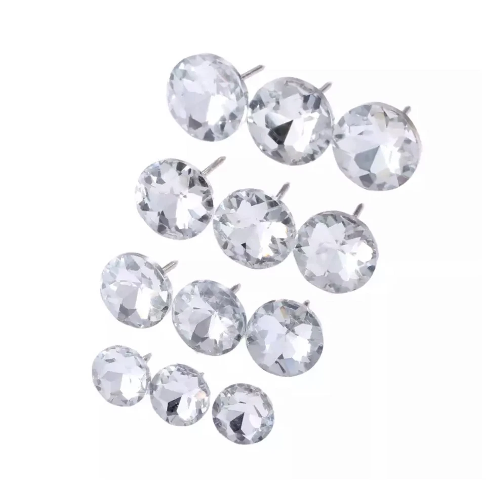 Crystal Upholstery Dimond Buttons Nails Silver White 18mm Pack of 19 pieces  - Image 3 of 4