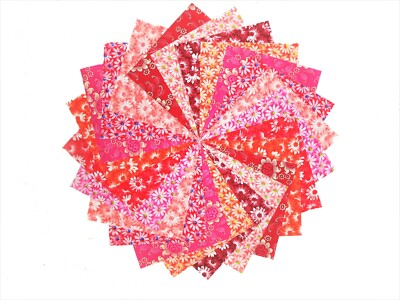 10 10'' Quilting Fabric Squares Wildfire/Shades of Coral to Reds/BUY IT NOW!!