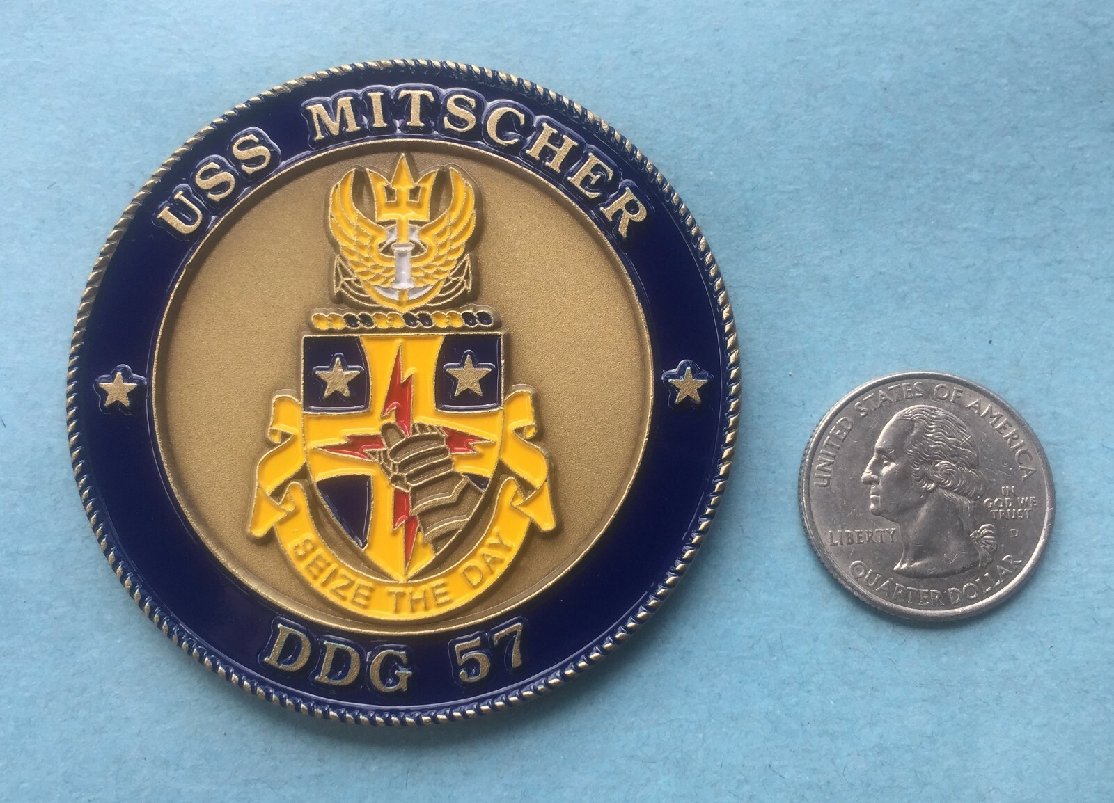 US NAVY CHALLENGE COIN USS MITSCHER (DDG-57)