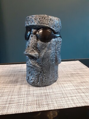 Stein Garten Osterinsel Kopf Statue Ornament Frostfest Tiki Moai Exklusiv 