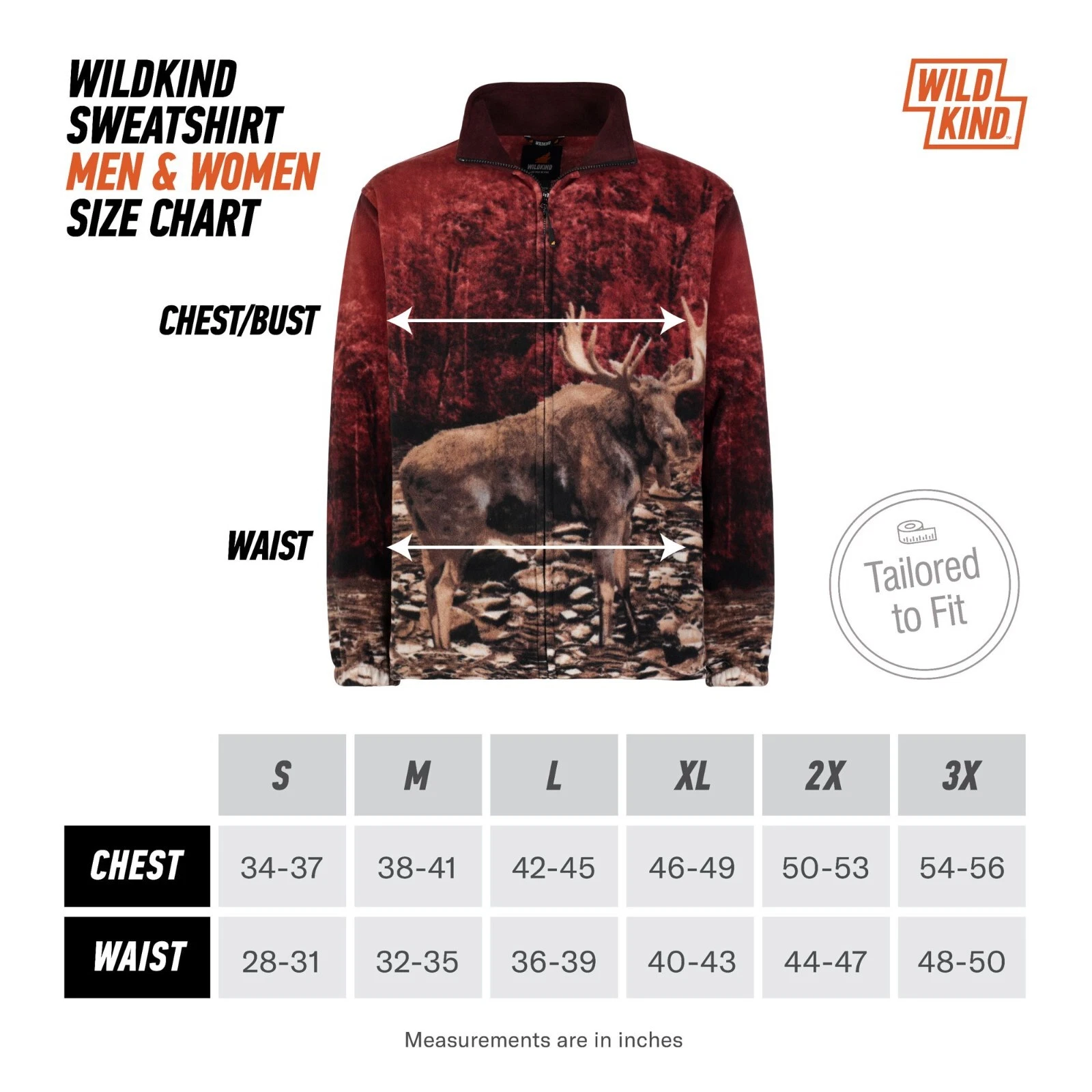 Wildkind Western Moose Bull Elk Deer Buck Stag Forest Jacket Red Sweater M-L - product detail image 3