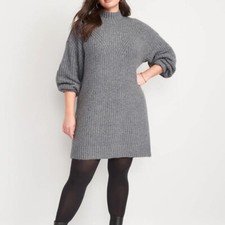 OLD NAVY Long-Sleeve Relaxed Mock-Neck Mini Sweater Shift Knit Dress NWT Size 2X