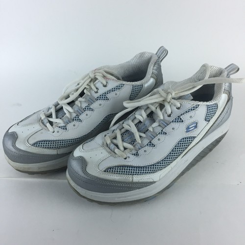 Skechers Shape Ups Jump Start Shoes, White/Silver/Light Blue, 11803, Size 8.5