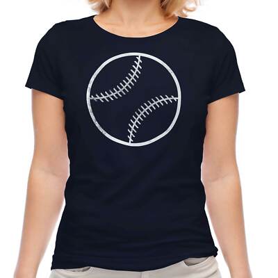 BASEBALL DISTRESSED PRINT DAMEN T-SHIRT VINTAGE STYLE DESIGN TOP DAMEN