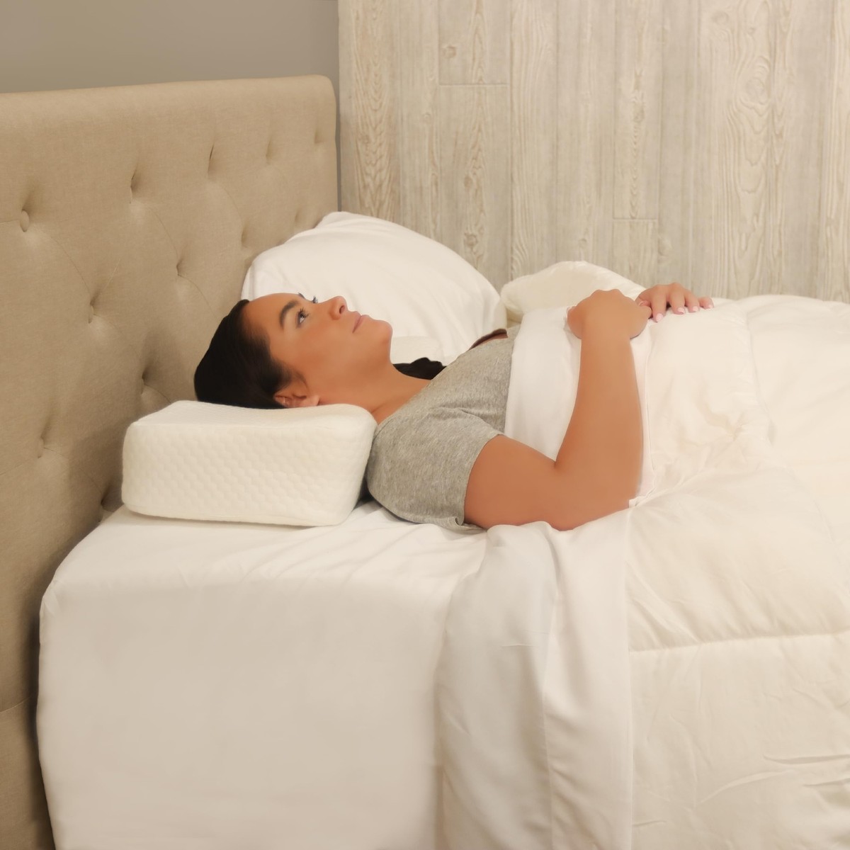 Aamira Orthopaedic Memory Foam Pillow Cervical Neck Support For All Sleepers | White | White | Standard | 1 - Groceries-218708