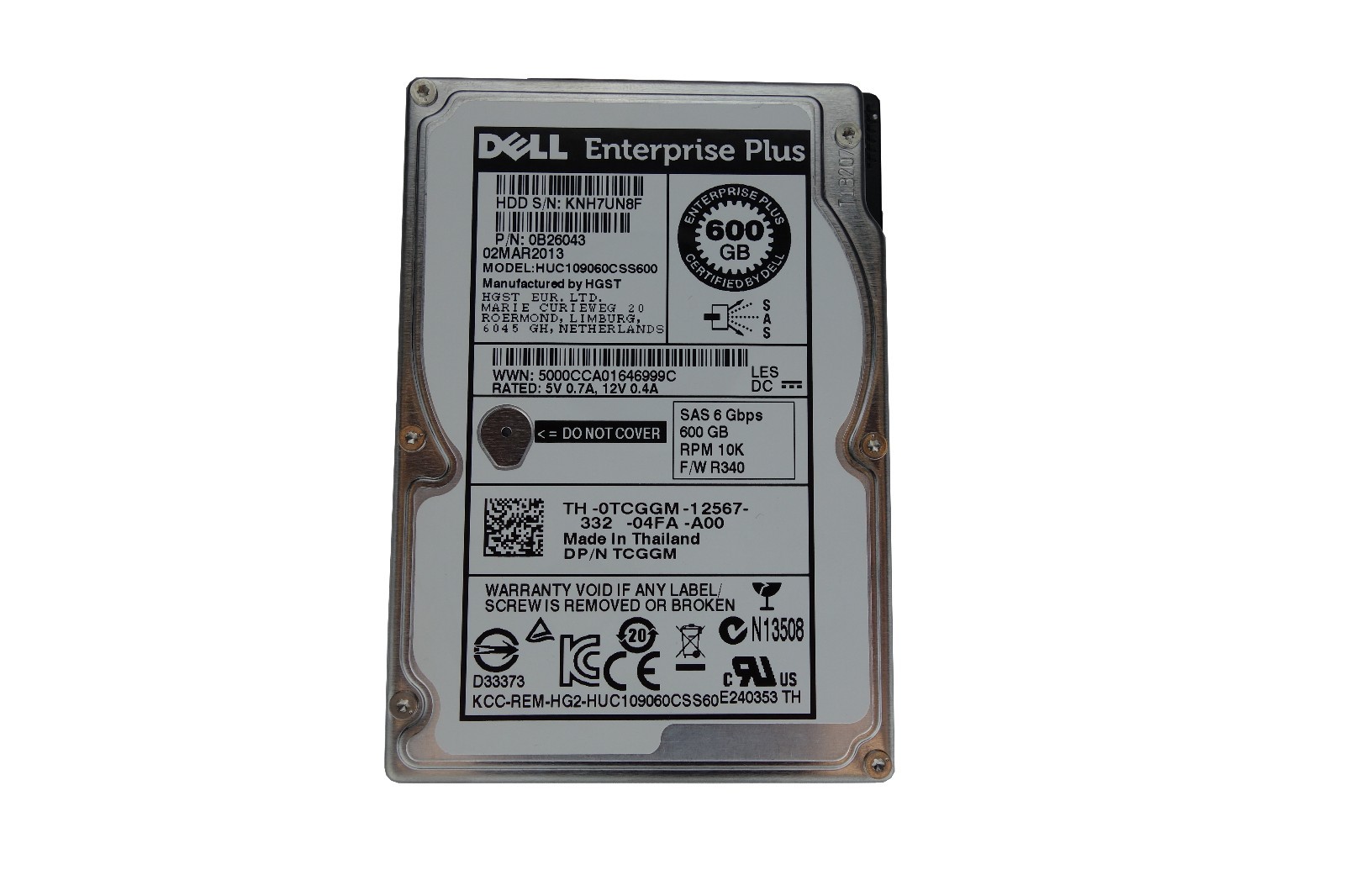 Dell Equallogic Hard Disk Drive 600GB 10K SAS 2.5" Hard Drive TCGGM | eBay