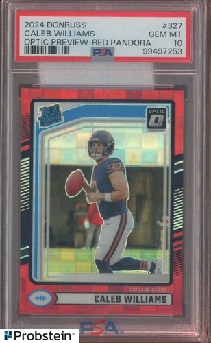 2024 Donruss Optic Preview Red Pandora Prizm Caleb Williams RC Rookie PSA 10