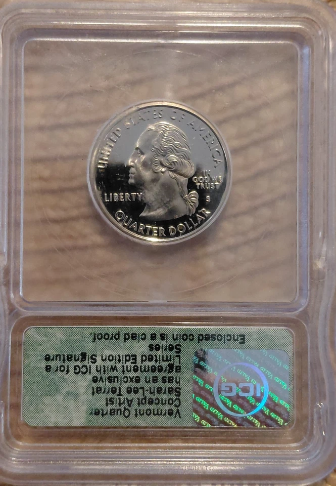 2001-S Vermont State Quarter ICG Signature Series | Sarah-Lee Terrat - Proof - Image 2 of 2