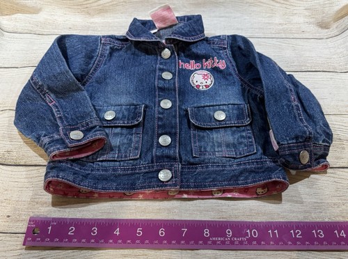 Hello Kitty Baby Girls Embroidered Denim Trucker Jacket Coat Sz 18 Months Tub7 - Picture 3 of 6