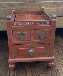 Beautiful Antique Chinese Storage Chest Wood W Red Paint Gilding Metal Hardware