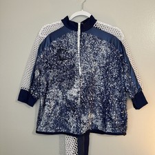 A Wish Come True Size Adult L Blue Sequin Dance Costume Hip Hop Jacket Pants