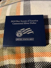 2010 P Boy Scouts Commemorative Silver $1 Dollar Uncirculated Box & COA