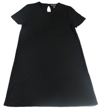 Vtg Banana Republic 100% Wool Dress Womens L Black Knit Keyhole A Line Made USA