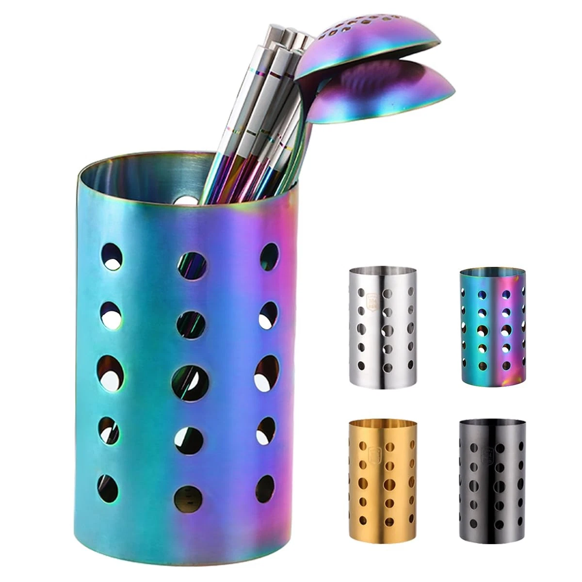 Kitchen Utensil Holder for Countertop (H6.7” x W4.1”), Stainless Steel Cookin...
