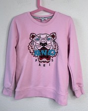 Kenzo Paris Kids Tiger Embroidered Sweatshirt Girls 8  9Y Pink Designer Preppy