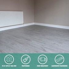 🪙 Sample* Premium 12mm Grey Oak Laminate Flooring AC5 - £21.99SQM