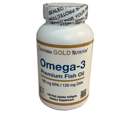 California Gold Nutrition Omega-3 Premium Fish Oil 180mg EPA 120mg DHA Exp 9/28