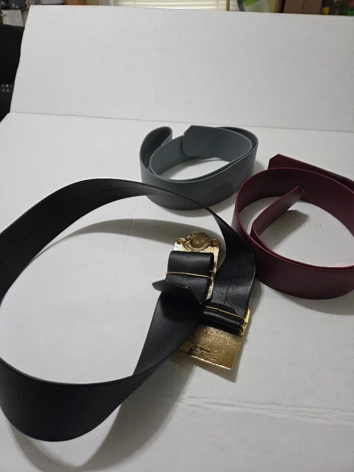 Cinturón Mujer De Colección Años 80 Hebilla Medallón Dorado 3 Colores Intercambiables Ajustable Foto 4 de 4