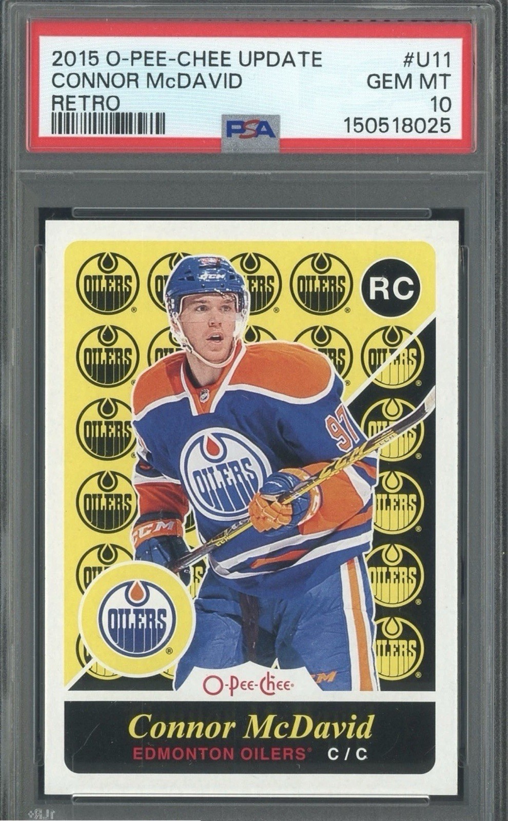 Upper Deck 2015-16 O-Pee-Chee Update Connor McDavid Retro #U11 RC PSA 10