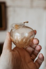 Frutto in vetro soffiato di Murano con Foglia d'oro - Mela Trasparente