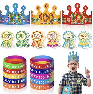 36 Pcs 100 Days Paper Crowns, Name DIY 100Th Day of School Paper Party Hats 100