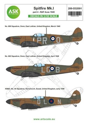 Art Scale 32091 1/32 Artscale Spitfire Mk.I Early Part 4 - RAF Aces