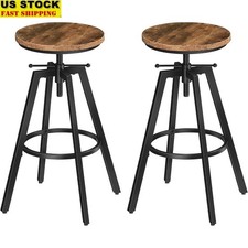 Bar Stools Height Adjustable Swivel Industrial Bar Stool Counter Height Set of 2